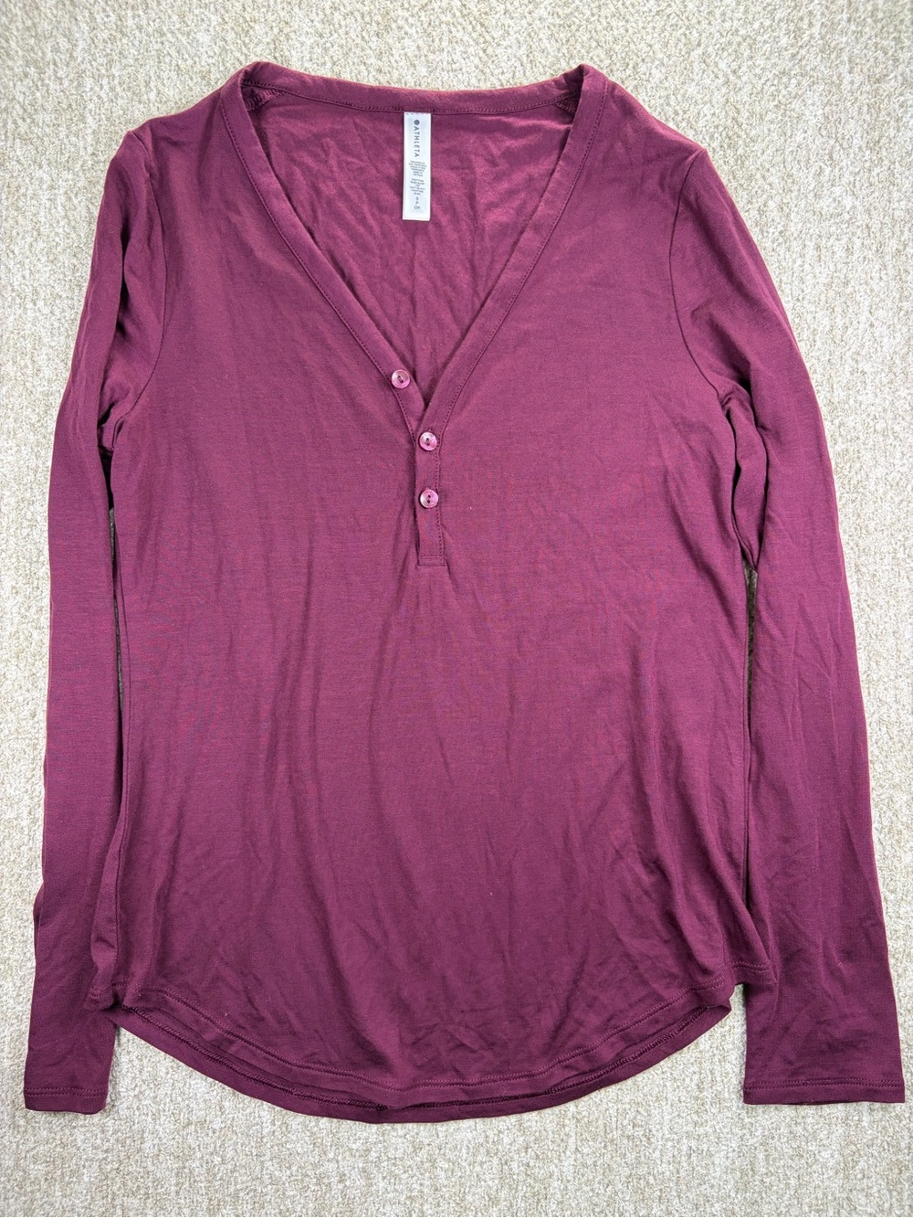 Athleta Plum Long Sleeve Henley Top